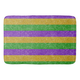 Mardi Gras Colors Glitter Stripe Bling Badmat