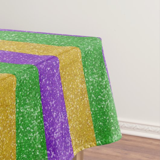 Mardi Gras Colors Glitter Stripe Bling Tablecloth Tafelkleed (Voorbeeld)