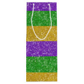 Mardi Gras Colors Glitter Stripe Bling Wijn Cadeautas (Achterkant)