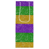 Mardi Gras Colors Glitter Stripe Bling Wijn Cadeautas (Voorkant)