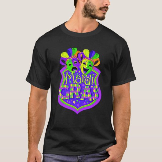 Mardi Gras Comedy and Tragedy Masks Carnival Costu T-shirt (Voorkant)