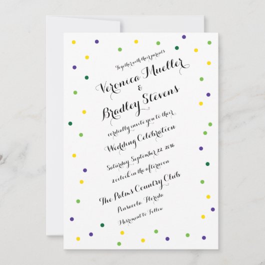 Mardi Gras Confetti Uitnodiging (Voorkant)