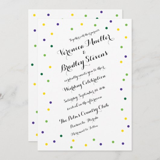 Mardi Gras Confetti Uitnodiging (Voorkant / Achterkant)