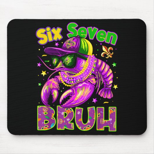 Mardi Gras Cool Six Seven Bruh Rivierkreeft Mannen Muismat (Voorkant)