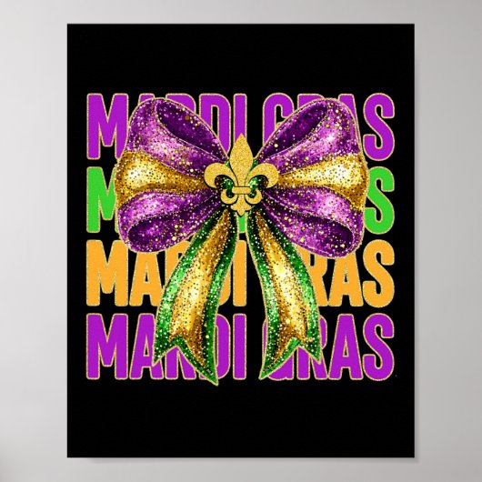 Mardi Gras Coquette Bow Fat Dinsdag Parade Carniva Poster (Voorkant)