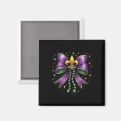 Mardi Gras Coquette Bow Fat Happy Mardi Gras Magneet (Voorkant / Achterkant)