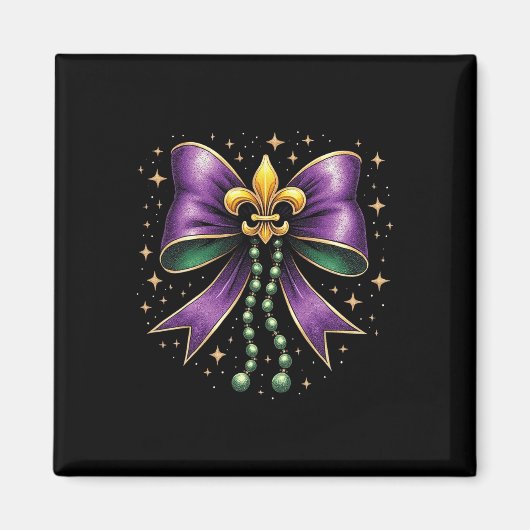 Mardi Gras Coquette Bow Fat Happy Mardi Gras Magneet (Voorkant)