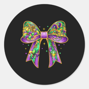 Mardi Gras Coquette Bow Fat Tuesday New Orleans Wo Ronde Sticker