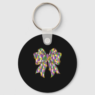 Mardi Gras Coquette Bow Louisiana Festival Vrouwen Sleutelhanger