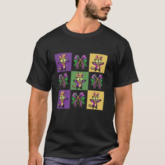 Mardi Gras Coquette Bow Raccoon Trash Panda Mannen T-shirt (Voorkant)