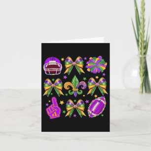 Mardi Gras Coquette Bow Voetbal Mardi Gras Nieuw o Kaart