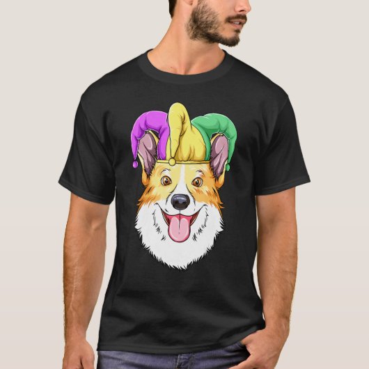Mardi Gras Corgi Carnaval Hoed Corgi T-shirt (Voorkant)