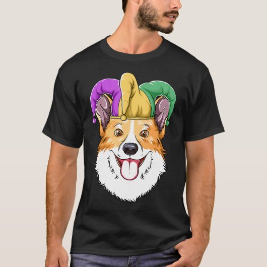 Mardi Gras Corgi Carnaval Hoed Corgi T-shirt (Voorkant)