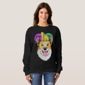 Mardi Gras Corgi Carnaval Pet Corgi Trui (Voorkant volledig)