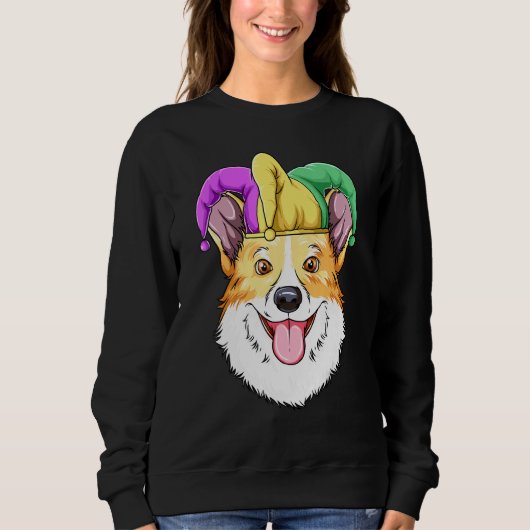 Mardi Gras Corgi Carnaval Pet Corgi Trui (Voorkant)