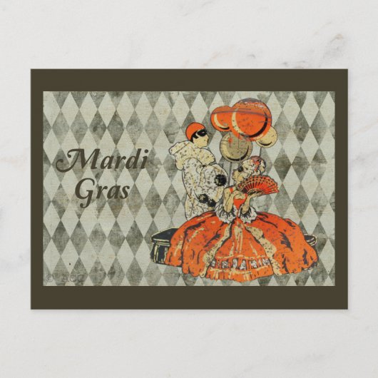 Mardi Gras Costume Couple Briefkaart (Voorkant)