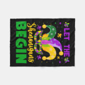 Mardi Gras Costume laat de Shenanigans Mardi begin Fleece Deken (Voorkant (Horizontaal))