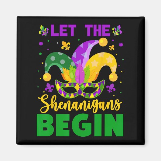 Mardi Gras Costume laat de Shenanigans Mardi begin Magneet (Voorkant)