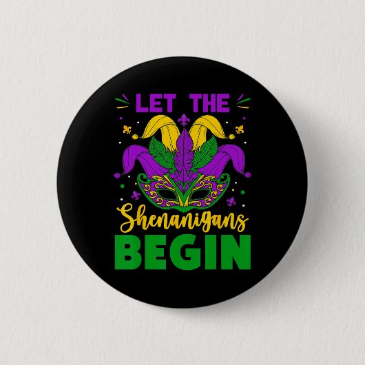Mardi Gras Costume laat de Shenanigans Mardi begin Ronde Button 5,7 Cm (Voorkant)
