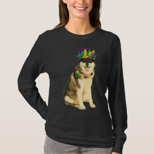 Mardi Gras Costume Masker Siberian Husky T-shirt