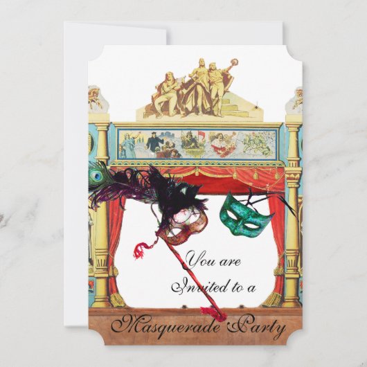 MARDI GRAS COSTUME PARTY MASQUERADE MASKS THEATER KAART (Voorkant)