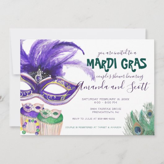 Mardi Gras Couple's Douche Kaart (Voorkant)