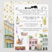 Mardi Gras Couple's Shower Invitation Kaart (Voorkant / Achterkant)