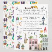 Mardi Gras Couple's Shower Invitation Kaart (Voorkant / Achterkant)