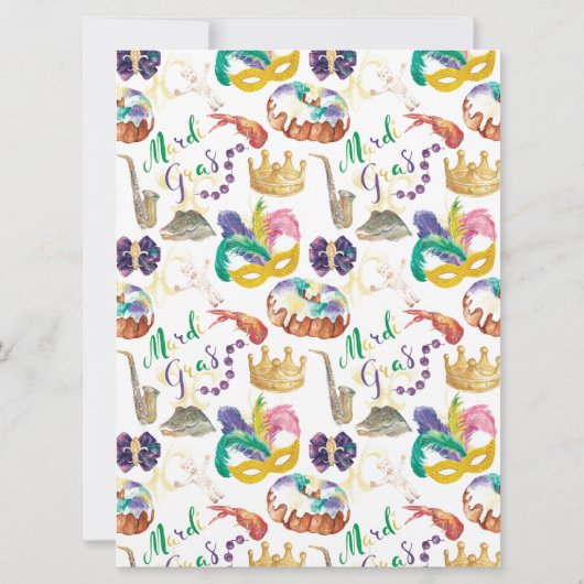 Mardi Gras Couple's Shower Invitation Kaart (Achterkant)
