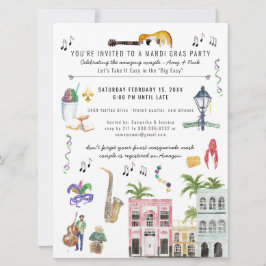 Mardi Gras Couple's Shower Invitation Kaart