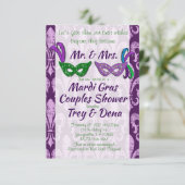 Mardi Gras Couples Shower Invite Kaart (Staand voorkant)
