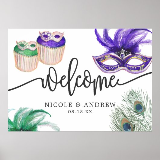 Mardi Gras Couple's Shower Welcome Poster (Voorkant)