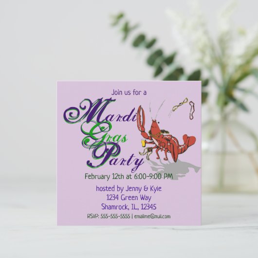 Mardi Gras Crawdad Kaart (Staand voorkant)