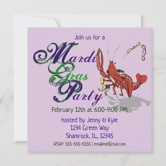 Mardi Gras Crawdad Kaart (Voorkant)