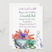 Mardi Gras Crawfish Boil Uitnodiging (Voorkant / Achterkant)