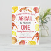 Mardi Gras Crawfish Eerste Uitnodiging Verjaardag (Staand voorkant)