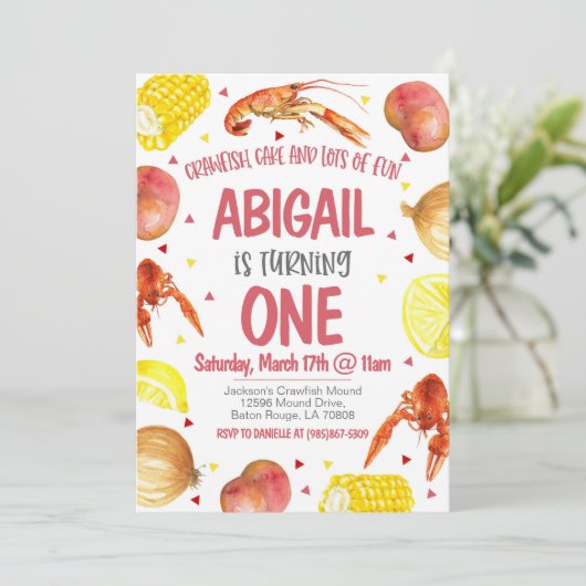 Mardi Gras Crawfish Eerste Uitnodiging Verjaardag (Staand voorkant)