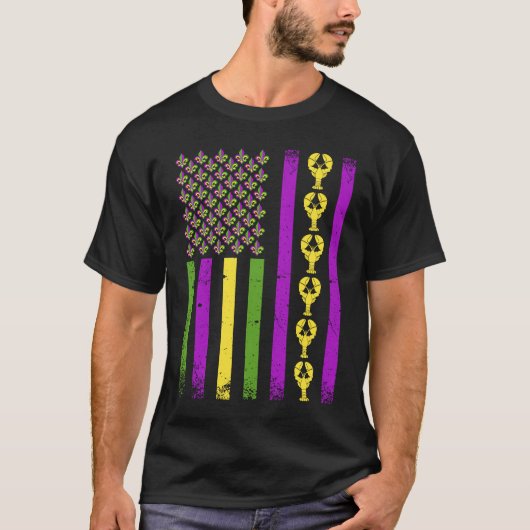 Mardi Gras Crawfish Flag For Men Mardi Gras Outfit T-shirt (Voorkant)