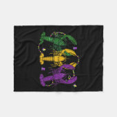 Mardi Gras Crawfish Funny Retro Parade Kostuum Adu Fleece Deken (Voorkant (Horizontaal))