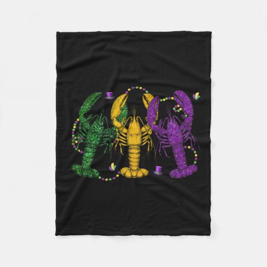 Mardi Gras Crawfish Funny Retro Parade Kostuum Adu Fleece Deken (Voorkant)