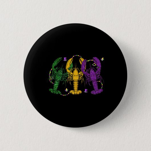 Mardi Gras Crawfish Funny Retro Parade Kostuum Adu Ronde Button 5,7 Cm (Voorkant)