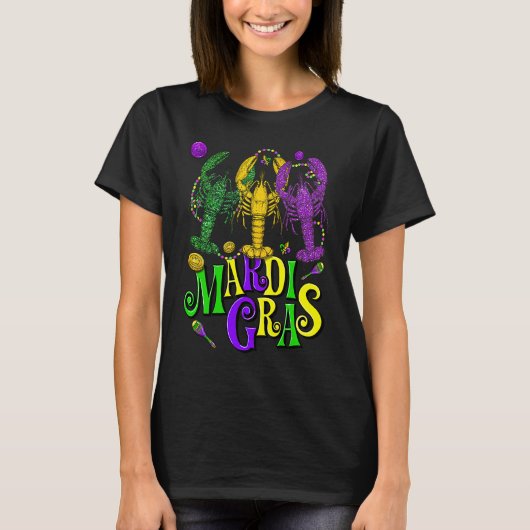Mardi Gras Crawfish Jester Beads  Mardi Gras Party T-shirt (Voorkant)