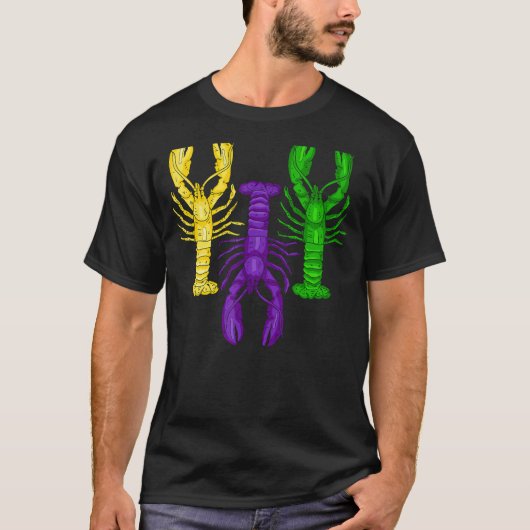 Mardi Gras Crawfish Jester Pet Bead T-shirt New Or (Voorkant)