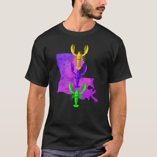 Mardi Gras crayfish, Louisiana-platensplash, M T-shirt (Voorkant)