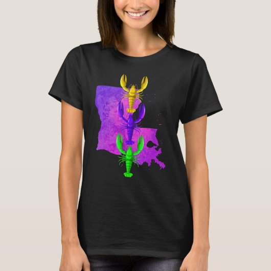 Mardi Gras crayfish, Louisiana-platensplash, M T-shirt (Voorkant)