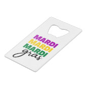Mardi Gras Creditkaart Flessenopener (Voorkant Gekanteld)