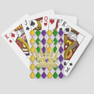 Mardi Gras Crown Harlequin Patroon Wit Pokerkaarten