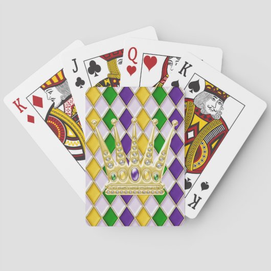 Mardi Gras Crown Harlequin Patroon Wit Pokerkaarten (Achterkant)