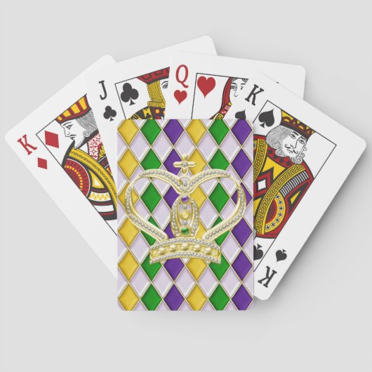 Mardi Gras Crown Harlequin Patroon Wit Pokerkaarten (Achterkant)