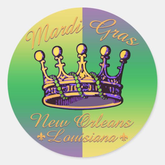 Mardi Gras Crown kleding en geschenken Ronde Sticker (Voorkant)
